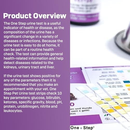 One Step Pet Urine Testing Strips, 5 x 10 Parameter Urinalysis Test Strips, Urine pH Test Strips for Dogs, Cats, Accurate Testing for UTI, Bladder & More, Pet Glucose Monitoring Kit