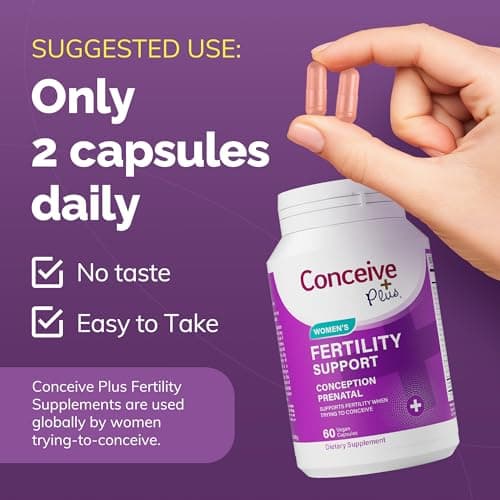 CONCEIVE PLUS Womens Fertility Support – Prenatal Multivitamin for Trying to Get Pregnant – Conception Blend, Hormonal Balance, Folate, Zinc, Thiamin, Riboflavin, Biotin – Non-GMO, Vegan – 30 Days