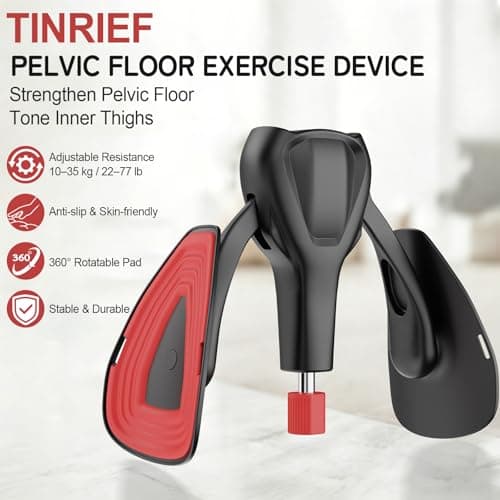 Pelvic Floor Exercise Devices 77 lb Adjustable Kegel Inner Thigh Exerciser and Hip Trainer Workout Equipment for Home Postpartum Recovery Women Men, with Band, Black