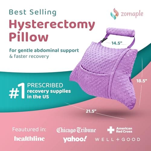 Zomaple Recovery Hysterectomy Pillow with Strap & Gel Pack – Post Abdominal Surgery Must Haves – Ideal for C-Section, Laparoscopic & Hernia Healing Comfort