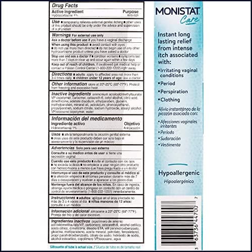 Monistat Instant Itch Relief Cream for Women, Fragrance-Free Formula with Aloe Vera Soothes and Cools Vaginal Itch, 1 Oz