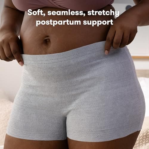 Frida Mom 8pc Postpartum Underwear, Disposable Boyshort Panties, Seamless, Stretch Support, New Mom Essentials, Size M/L (28in-42in)