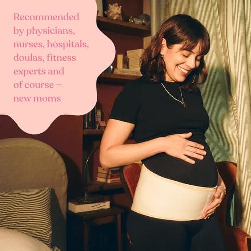 Belly Bandit Upsie Belly Pregnancy Support Belt - Comfortable Pregnancy Abdominal Band for Lower Back & Hip Relief - Soft 12" Adjustability Fit with Anti-Dig Closure - Black, Medium