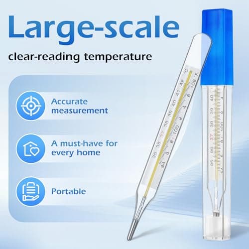 Ciieeo 5Pcs Glass Temperatures Measurement Adult, Temperature Gauge Accurate Temperatures Measurement Testing Tools with Case, Dual Scale Measurement Stick for Oral Underarm Families General Use