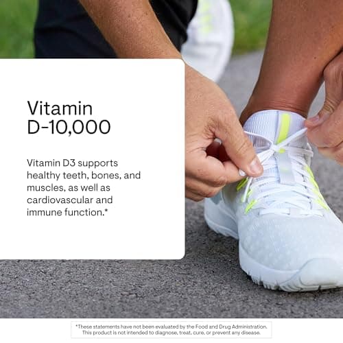 THORNE - Vitamin D-10,000 - Vitamin D3 Supplement - Supports Healthy Bones, Teeth & Muscles, Plus Cardiovascular & Immune Function* - Third-Party Certified - Gluten, Dairy & Soy-Free - 60 Capsules