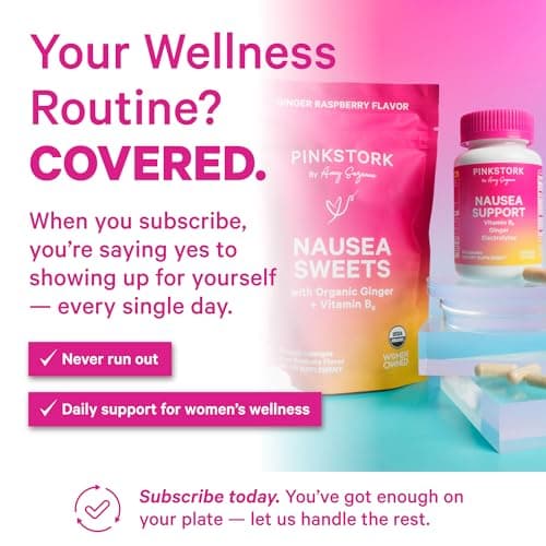 Pink Stork Organic Peppermint Sweets for Morning Sickness and Motion Sickness Support, Added Vitamin B6, 1st Trimester Pregnancy Must Haves - 30 Wrapped Peppermint Candies