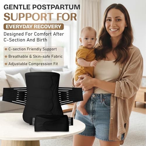 2 in 1 Postpartum Belly Band, C Section Recovery Wrap for Abdominal Support and Pelvic Support Belt (Large)